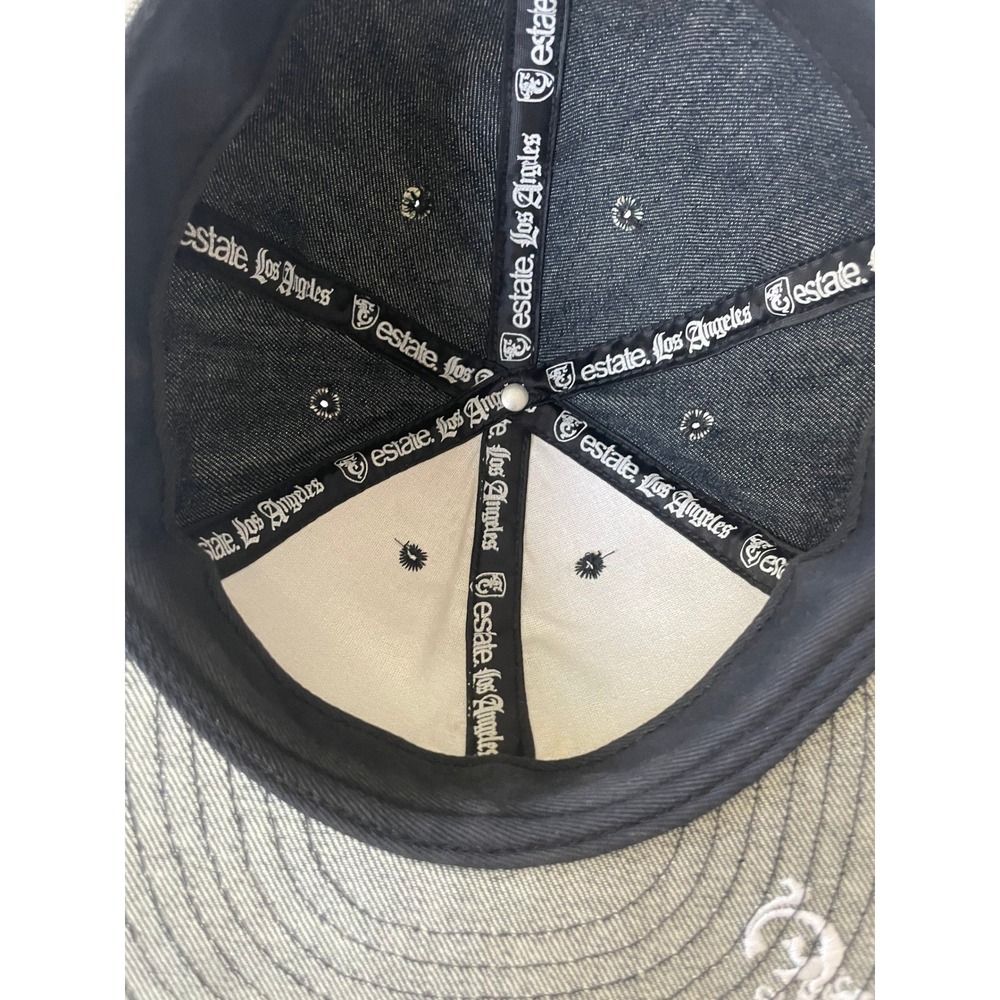 Estate LA Mens OSFM Snapback Hat Grey Verde Leaf Embroidered Denim Streetwear - Picture 7 of 13